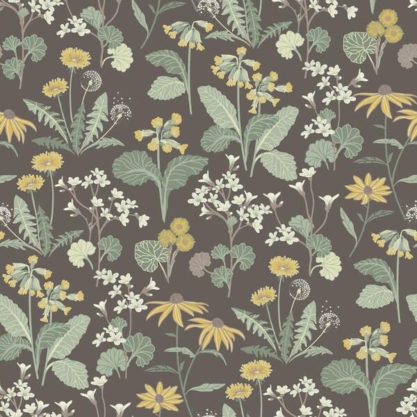 Manhattan Comfort Madison Magdalena Charcoal Dandelion 33 ft L X 209 in W Wallpaper BR4080-92133 - main